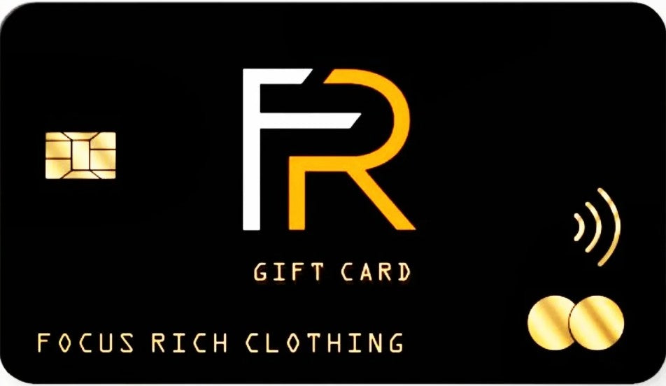 Focus Rich Clothing digital gift card with email delivery — the perfect streetwear gift with no expiration or fees